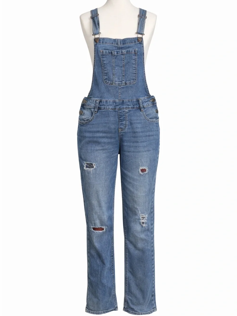 Justice Blue Distressed Denim Overalls size 18